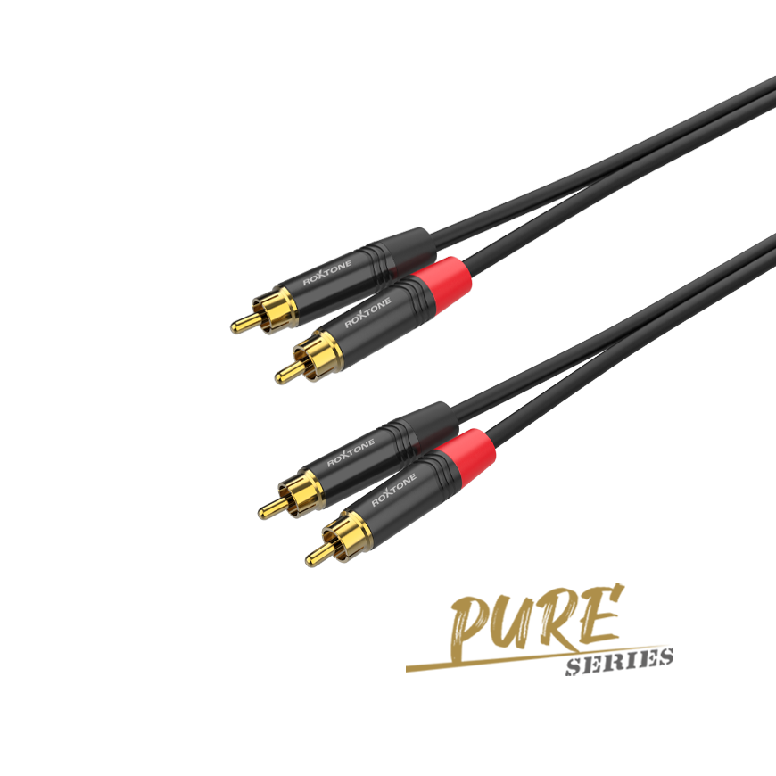 Roxtone PACC130L2 Cable de audio premium 2 RCA a 2 RCA 2 m
