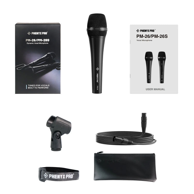 Phenyx Pro PM-26 Micrófono vocal dinámico supercardioide con cable