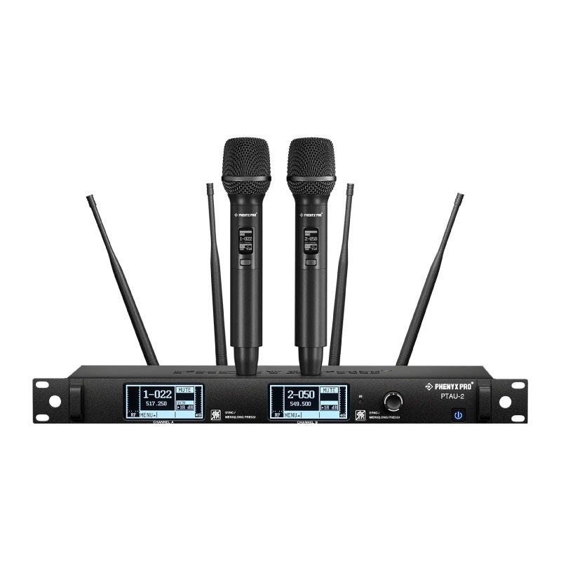 Phenyx Pro PTAU-2-2H Sistema inalámbrico UHF True Diversity con jog shuttle