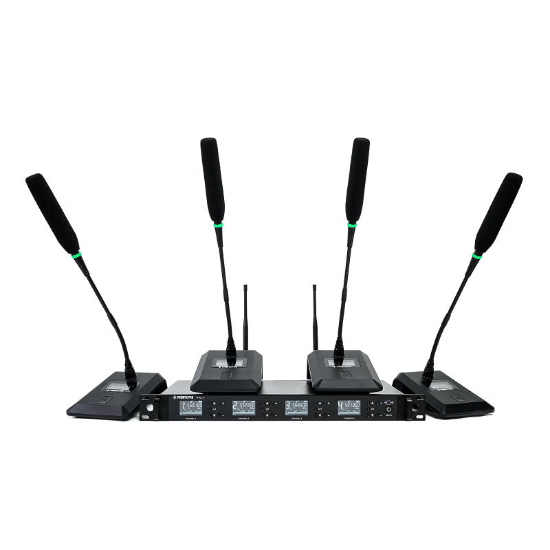Phenyx Pro PTC-4-4G-US Sistema inalámbrico UHF 4 micrófonos de cuello de ganso