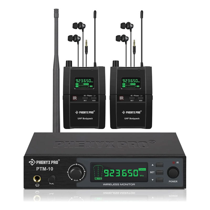 Phenyx Pro PTM-10-2B Sistema IEM estéreo UHF 2 bodypack