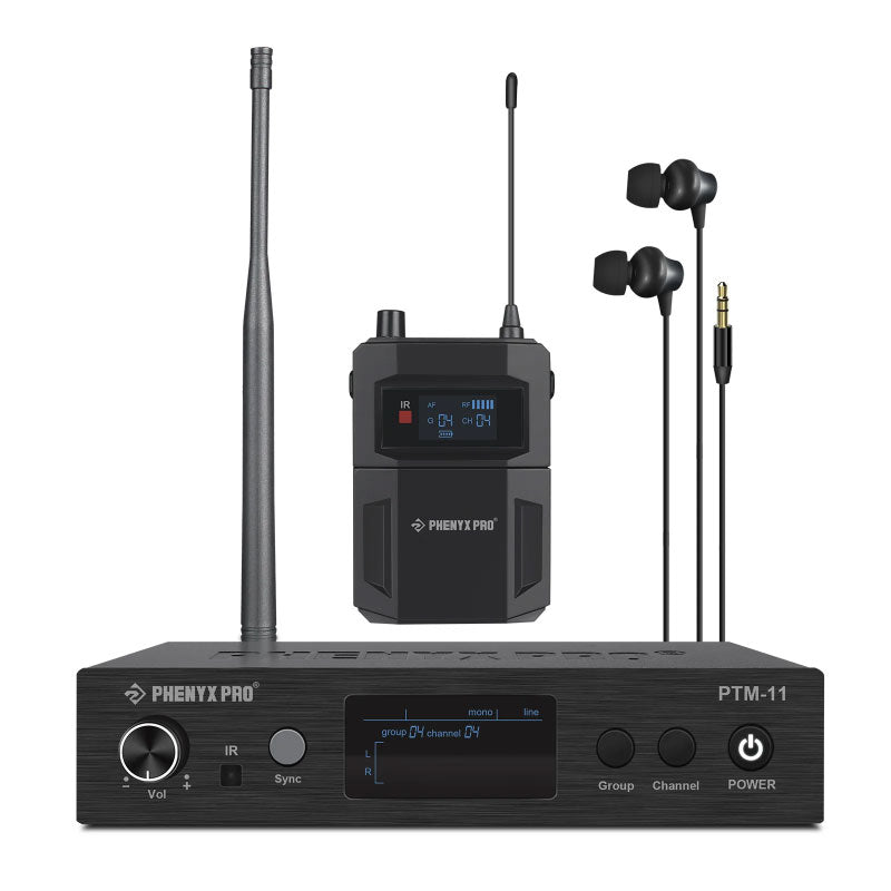 Phenyx Pro PTM-11-1B Sistema IEM mono UHF 1 transmisor 1 receptor
