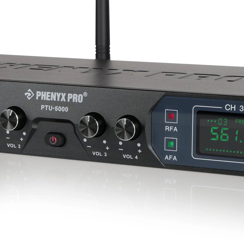 Phenyx Pro PTU-5000-4H Sistema inalámbrico UHF 4 canales frecuencia fija