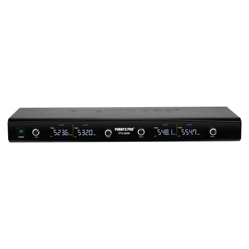 Phenyx Pro PTU-5200-2H2B Sistema inalámbrico UHF 4 canales (2 de mano + 2 bodypack)