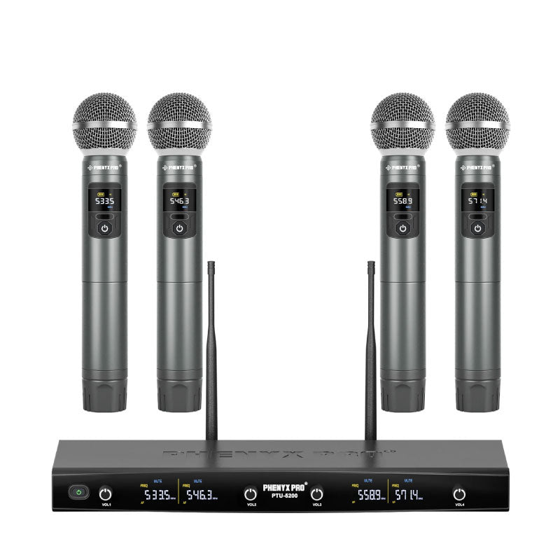 Phenyx Pro PTU-5200-4H Sistema inalámbrico UHF 4 canales de mano