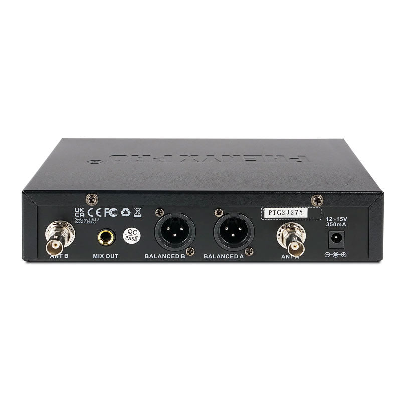 Phenyx Pro PTU-71-1H1B Sistema inalámbrico UHF 2 canales mano y bodypack