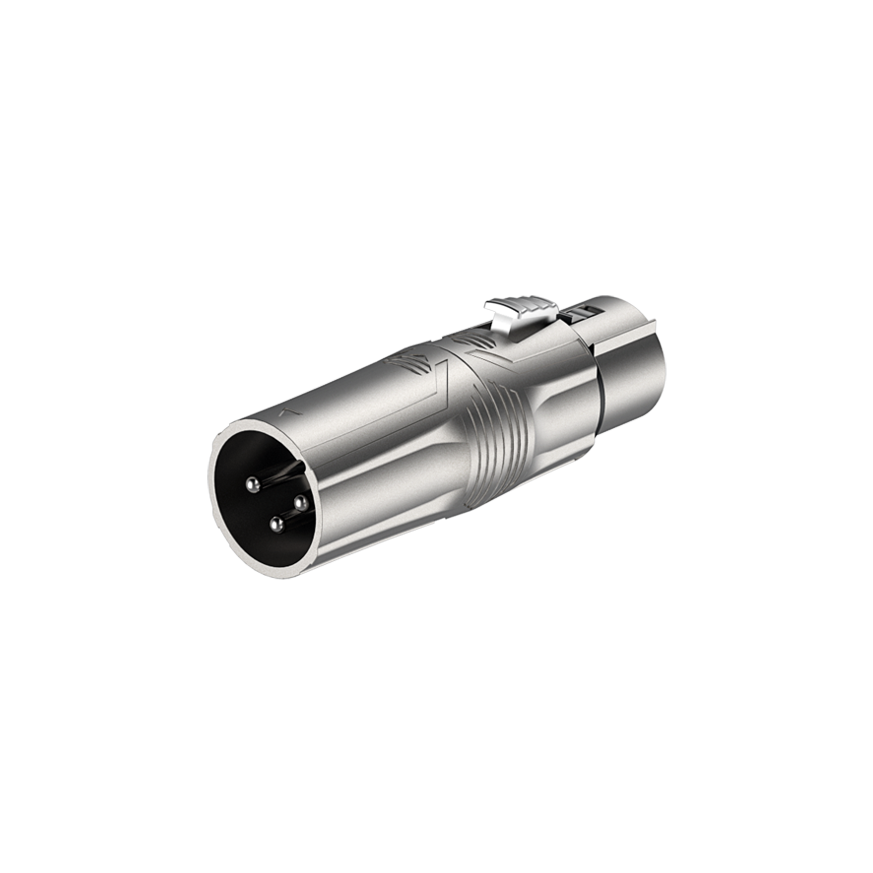 Roxtone RA3XFM Adaptador XLR macho a XLR hembra 3 polos niquelado