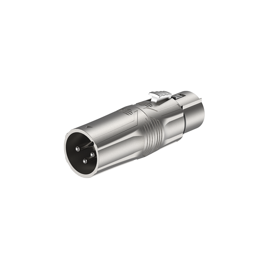 Roxtone RA5XF3XM Adaptador XLR macho 3 polos a XLR hembra 5 polos niquelado