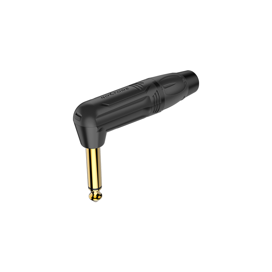 Roxtone RJ2RP-BG Plug mono 6.3 mm en ángulo punta dorada