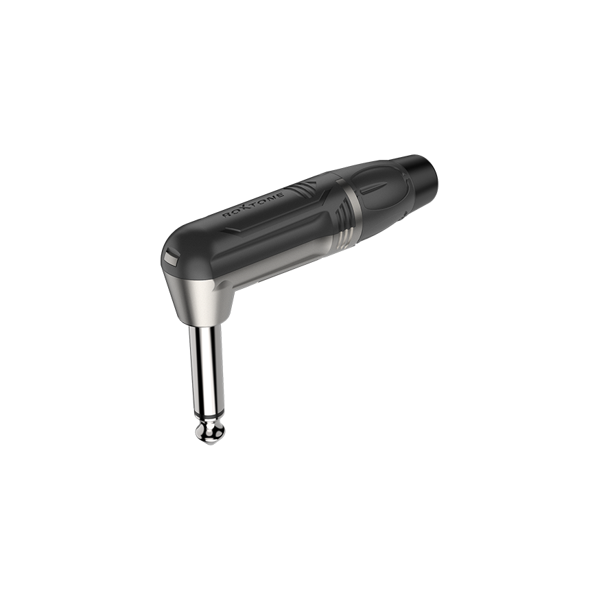 Roxtone RJ2RP-NN Plug mono 6.3 mm en ángulo negro y niquelado