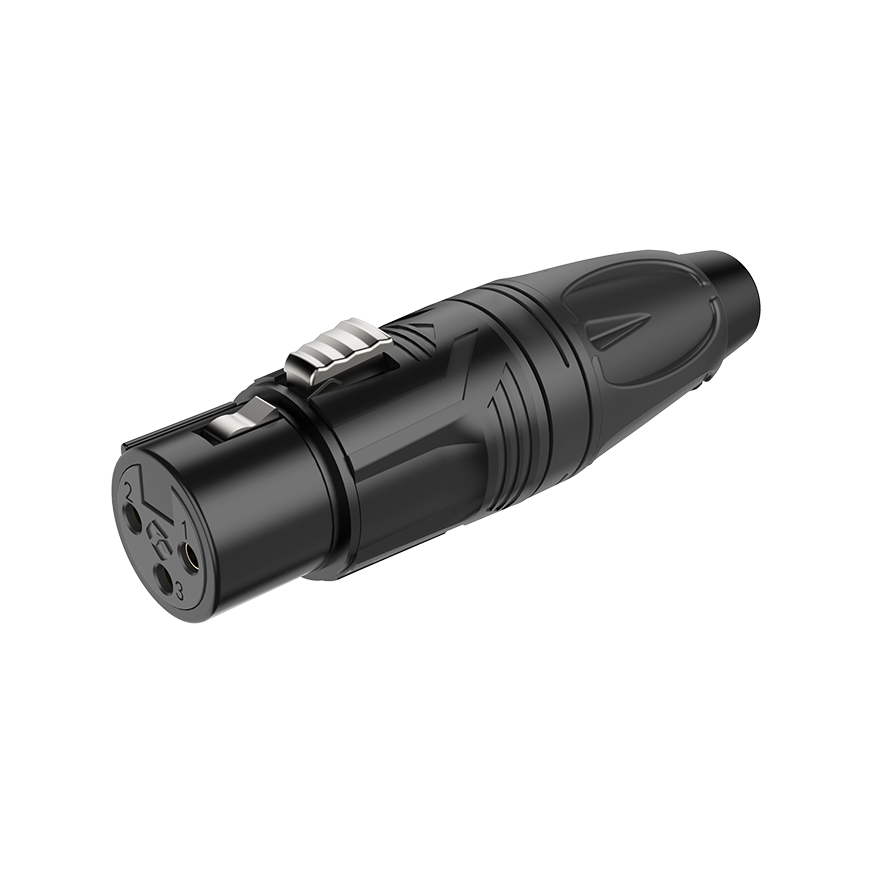 Roxtone RX3F-BG Conector XLR hembra 3 polos carcasa negra Gold