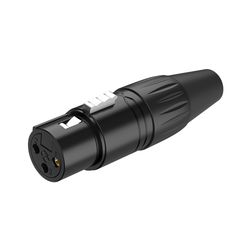 Roxtone RX3FP-BG Conector XLR hembra 3 polos carcasa negra Gold