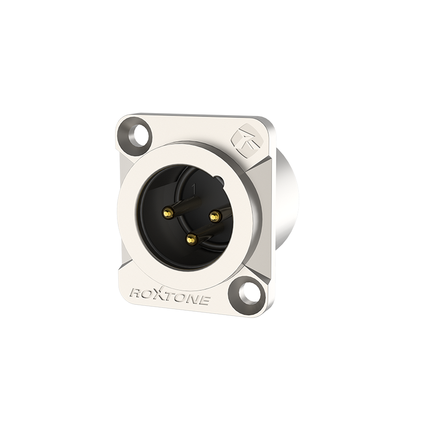 Roxtone RX3MDWP-NG Conector XLR de chasis 3 polos trabajo pesado IP66 silver-níquel