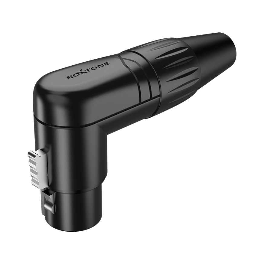 Roxtone RX3RFP-BG Conector XLR hembra 3 polos en L carcasa negro Gold