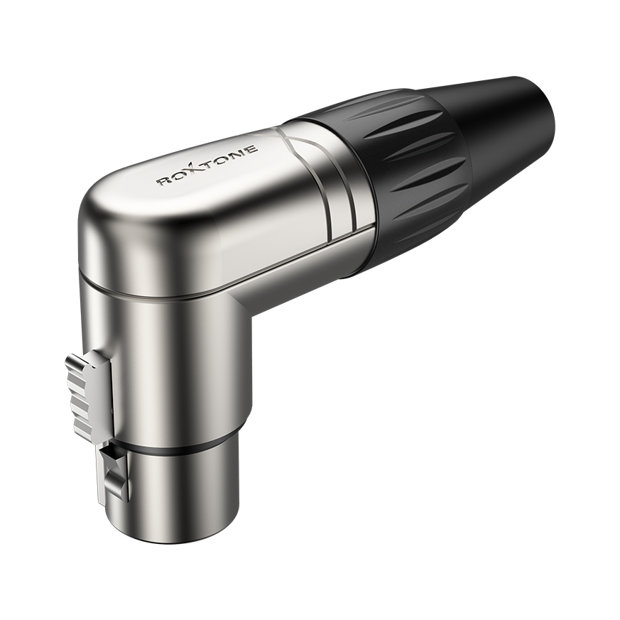 Roxtone RX3RFP-NT Conector XLR hembra 3 polos en L carcasa niquelada