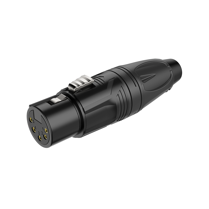 Roxtone RX5F-BG Conector XLR hembra 5 polos negro Gold