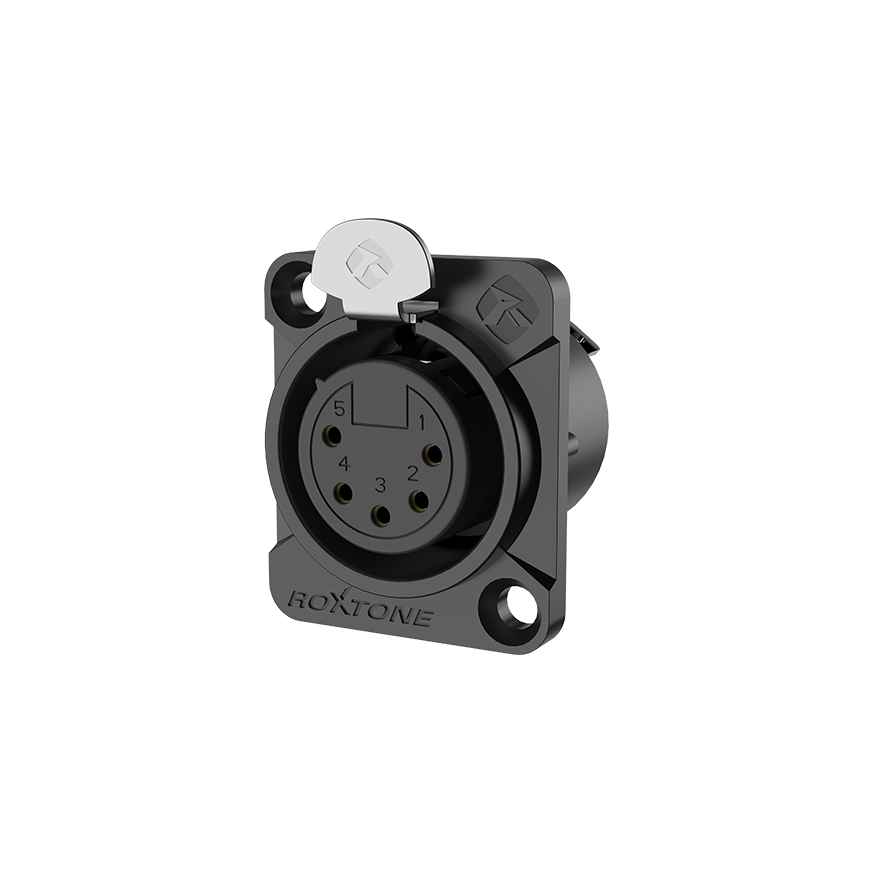Roxtone RX5FD-BG Conector XLR de chasis 5 polos negro Gold