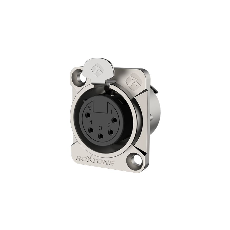 Roxtone RX5FD-NT Conector XLR de chasis 5 polos silver-niquelado