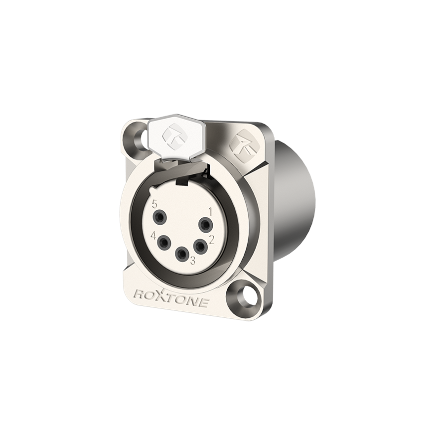Roxtone RX5FDWP-NG Conector XLR de chasis 5 polos IP66 silver-niquelado