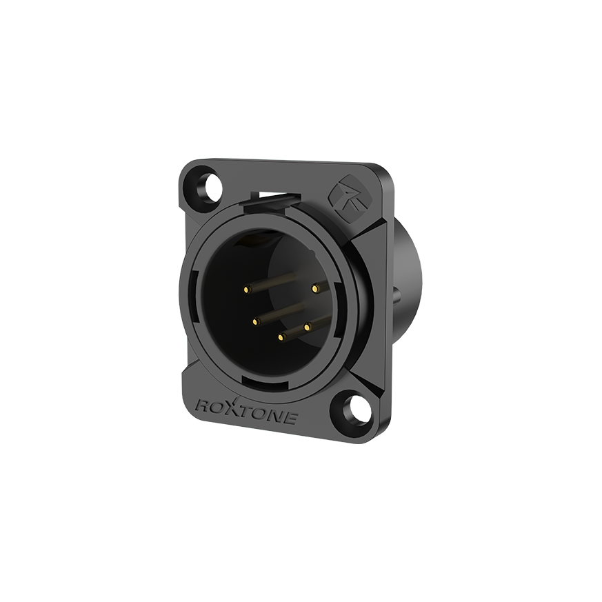 Roxtone RX5MD-BG Conector XLR de chasis 5 polos negro Gold
