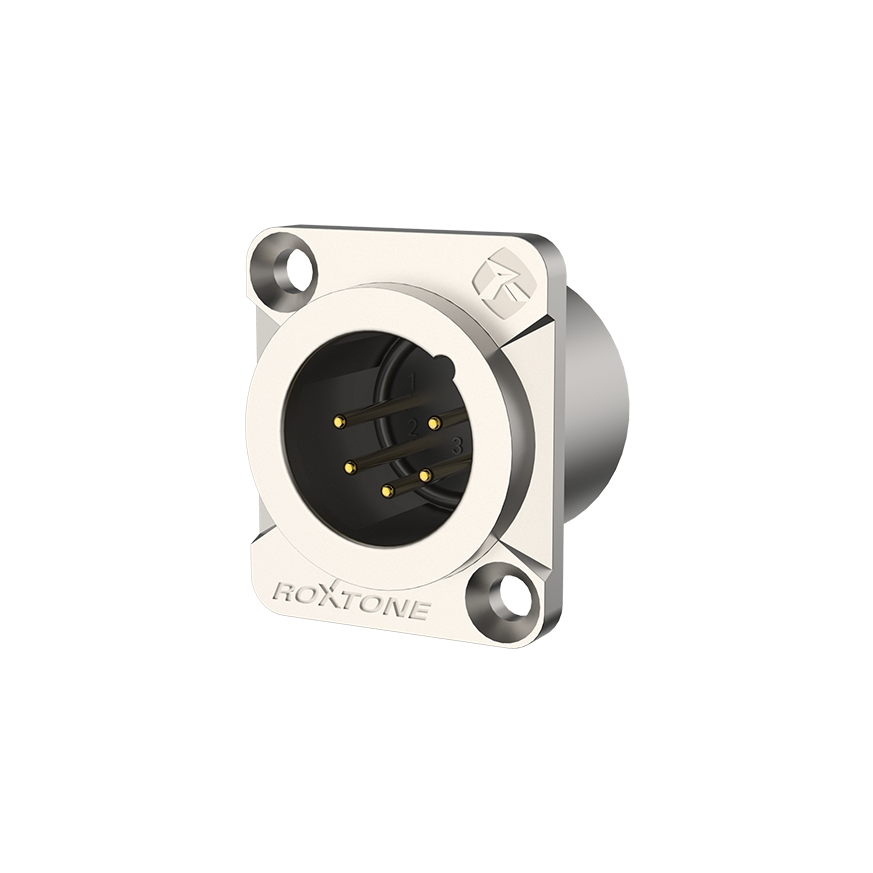Roxtone RX5MDWP-NG Conector XLR de chasis 5 polos IP66 silver-niquelado