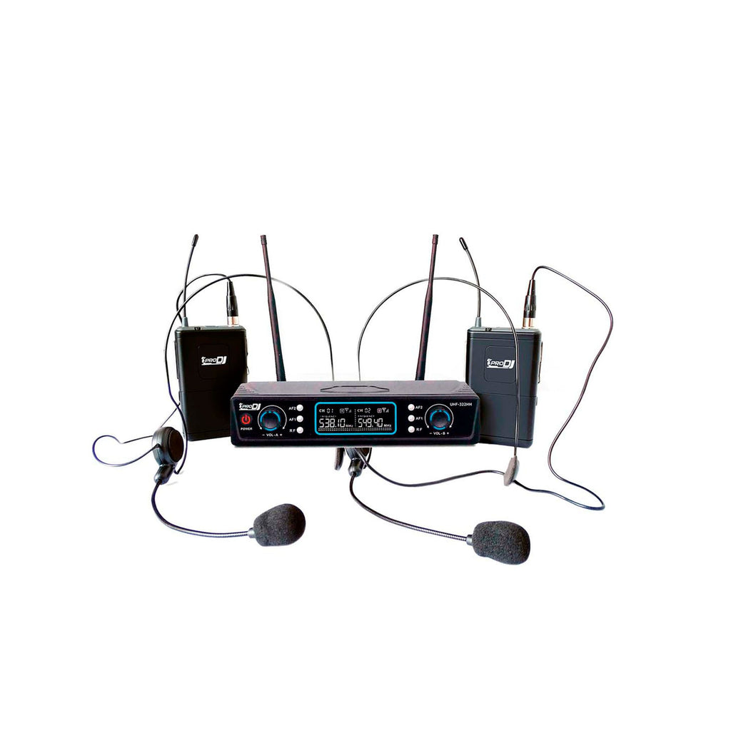 Pro DJ UHF-32HH Kit micrófono inalámbrico doble diadema