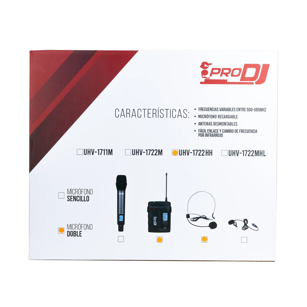 Pro DJ UHV-1722HH Kit micrófono inalámbrico diadema