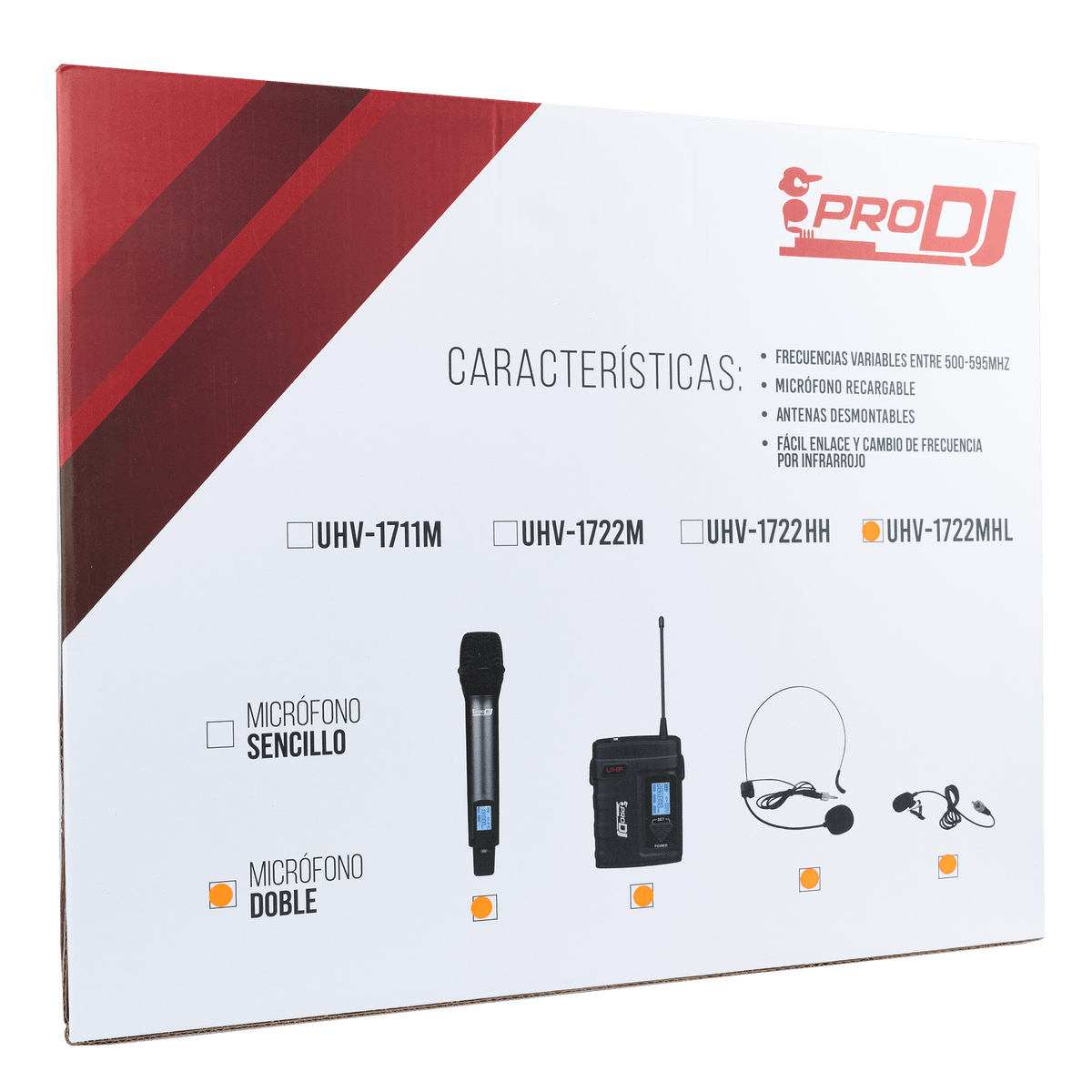 Pro DJ UHV-1722MHL Kit micrófono inalámbrico bodypack