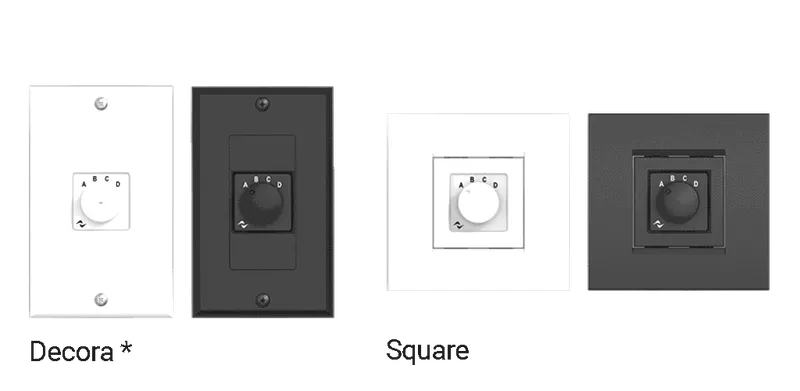 Powersoft WMP Select Decora Selector de pared de 4 posiciones con módulos blanco y negro