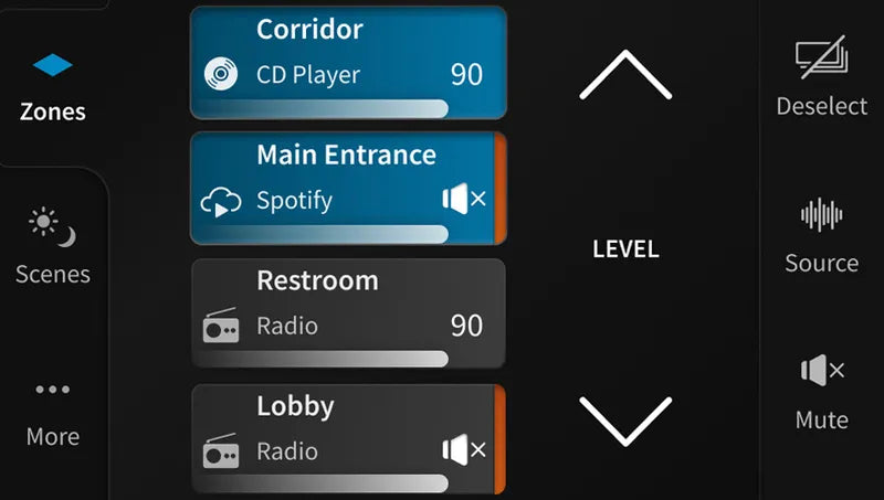 Powersoft WM Touch Panel táctil de pared 4,3" PoE para distribución de música por zonas