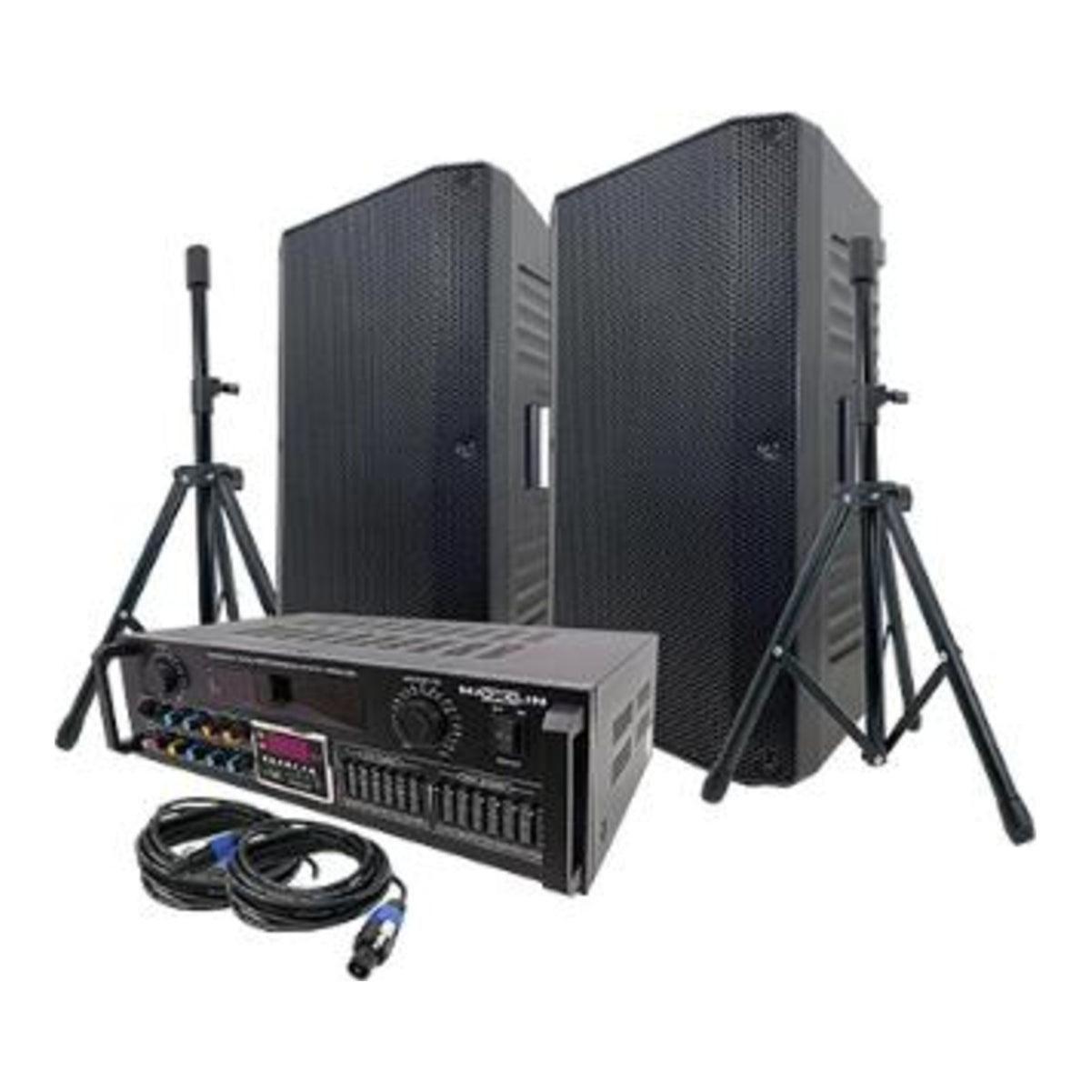 Maxlin COMBO800FPA Combo Amplificador AC1200 + 2 Cabinas Pasivas 15" 800W + Cables + Soportes