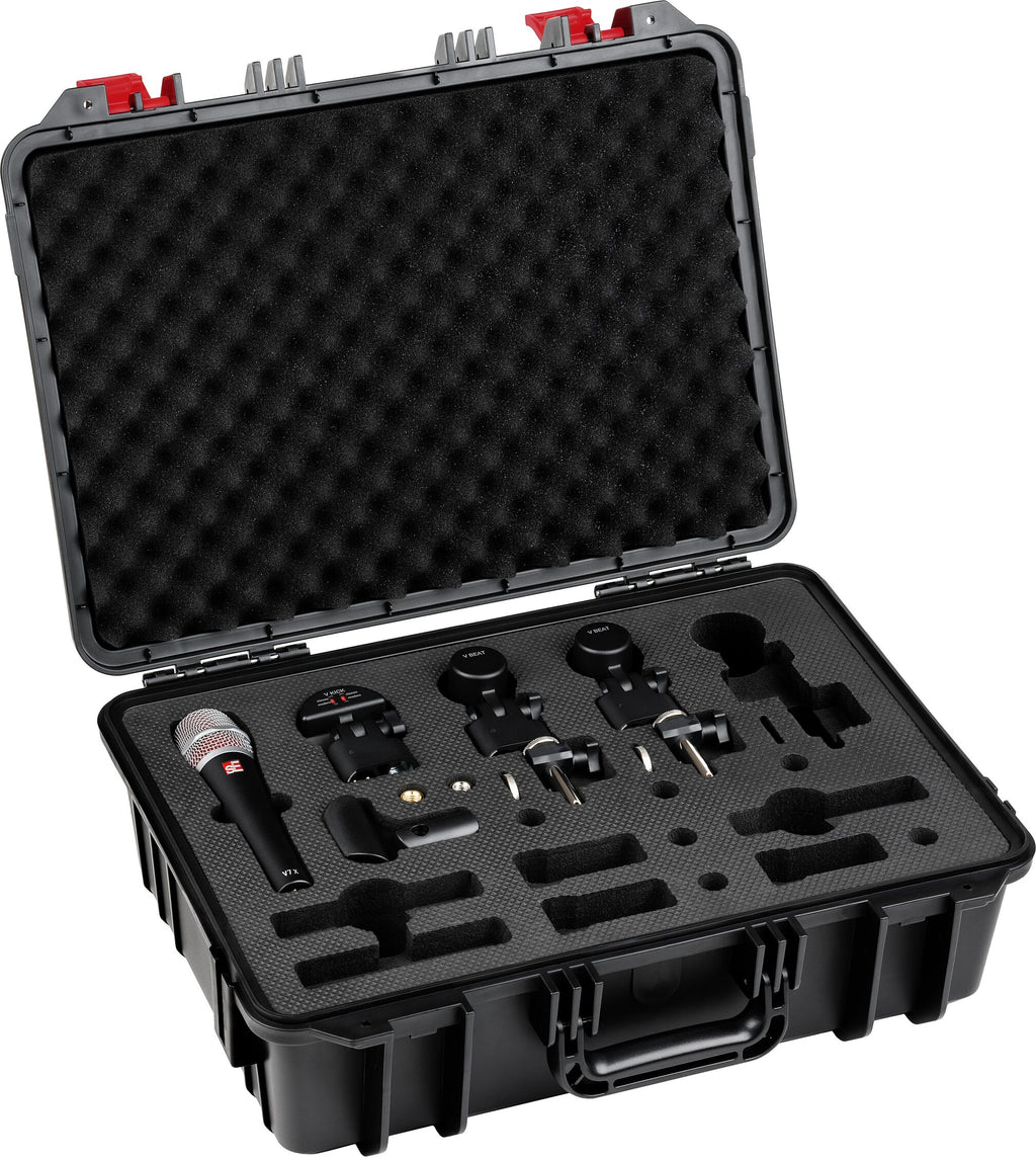 sE Electronics V Pack Venue Kit de micrófonos para batería 4 piezas con estuche