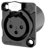 Roxtone RX3FDWP-BG Conector XLR de chasis 3 polos trabajo pesado IP66 negro