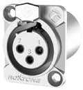 Roxtone RX3FWP-NG Conector XLR de chasis 3 polos trabajo pesado IP66 silver-níquel