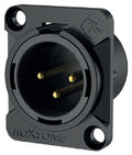 Roxtone RX3MDWP-BG Conector XLR de chasis 3 polos trabajo pesado IP66 negro