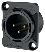 Roxtone RX3MDWP-BG Conector XLR de chasis 3 polos trabajo pesado IP66 negro