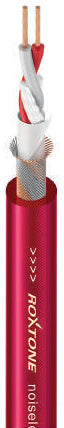 Roxtone MC080 Cable de micrófono balanceado 23AWG rojo transparente mate rollo 100 m