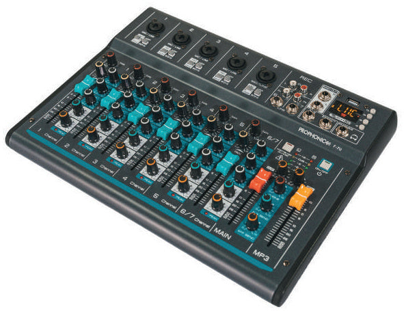 Prophonic F-7U Mezclador de 7 canales con interfaz USB y Bluetooth