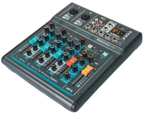 Prophonic F-4U Mezclador de 4 canales con interfaz USB y Bluetooth