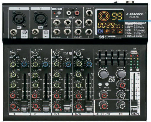 Prophonic FMR-60 Mezclador de 6 canales con efectos DSP, USB y Bluetooth
