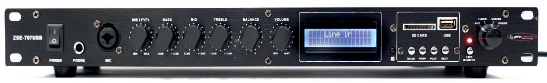 Prophonic ZSE-707-USB Preamplificador de audio con USB, SD, FM y Bluetooth