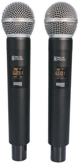 Prophonic FUP-207 UHF Micrófono inalámbrico doble de mano metálico con maletín