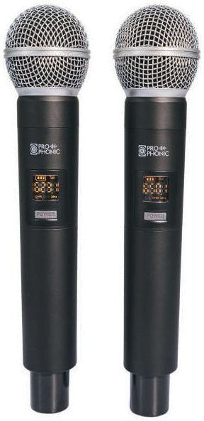 Prophonic FUP-205 UHF Micrófono inalámbrico doble de mano metálico con maletín