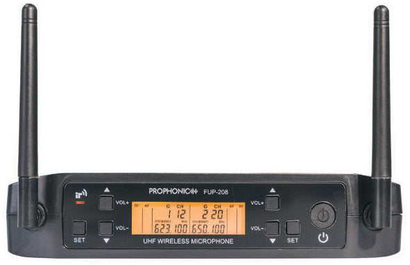 Prophonic FUP-208 UHF Micrófono inalámbrico doble de mano metálico con maletín