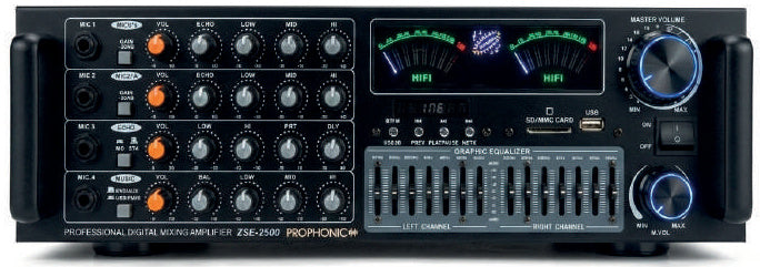 Prophonic ZSE-2500 Amplificador de sonido 4 entradas de micrófono 2500 W