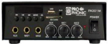Prophonic PA301M Amplificador de sonido 30 W 2 entradas de micrófono 12-16 V